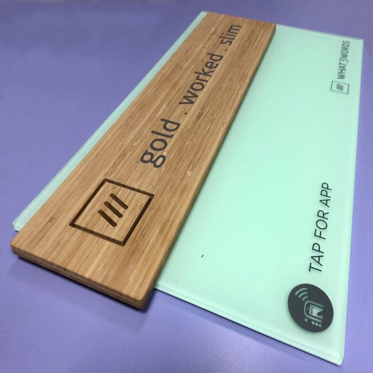 what 3 words sign made from sustainable bamboo