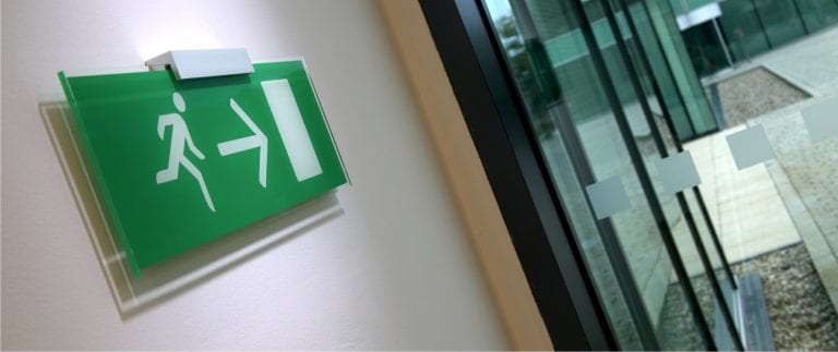 Certified Fire Exit Signage, internal fire exit signs and displays, wall fitting fire exit sign, Signbox